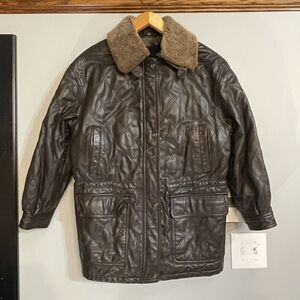 Marco‎ Pierguidi Leather Jacket Coat Quilted Leather & Lining Fur Collar Mens 42